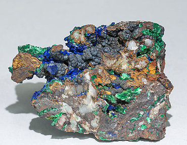 Goethite with Azurite and Malachite. Rear