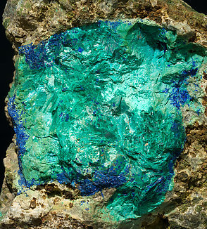 Tyrolite with Azurite and Chrysocolla. 